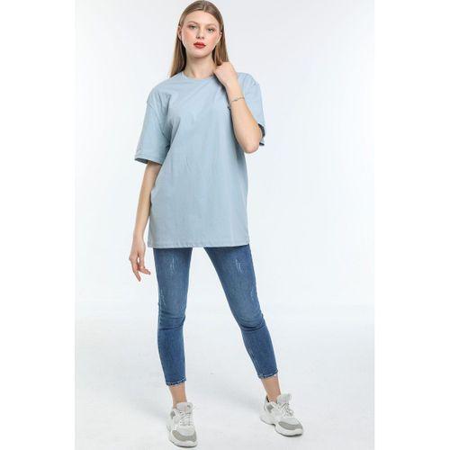 Süperlife Kadın Bisiklet Yaka Regular Fit Baskılı Tişort SPR21YK23