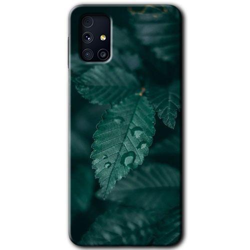 Galaxy M31s Kılıf HD Desen Baskılı Arka Kapak - Yağmurlu Yaprak