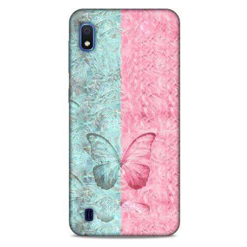 Samsung Galaxy A10 Kılıf Kelebek Etkisi (30) Silicone Case Turkuaz Pembe