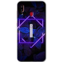 Samsung Galaxy A20 HD Baskılı Kılıf + 9D Tam Ekran Koruyucu - Dark Neon Yaprak İ Harfi