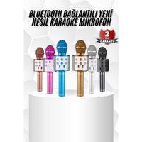 Karaoke Mikrofon Bluetooth Bağlantılı Aux Girişli Uzun Pil Ömrü Yüksek Ses Kaliteli