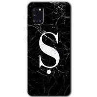 Potkal Hediye Fabrikası Samsung Galaxy A31 Kılıf HD Desen Baskılı Arka Kapak - Siyah Mermer Desenli Ş Harfi