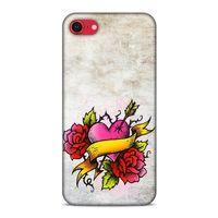 Lopard Apple iPhone SE 2020 Uyumlu Kılıf Tattoo's (12) Koruyucu Silikon Gri Pembe