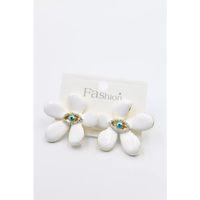 Mineli Çiçek Küpe - Beyaz