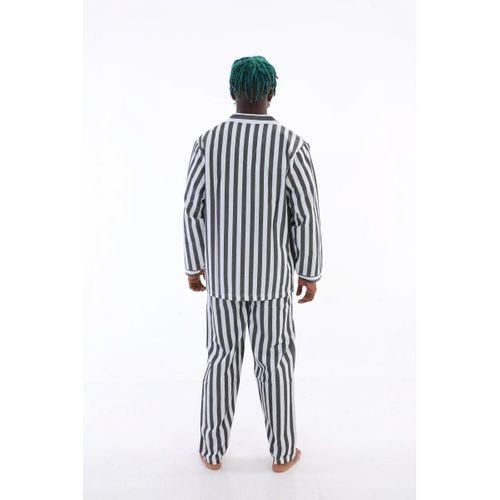 4007 Uzun Kol Çizgili Gaffur Erkek  Pijama Takım