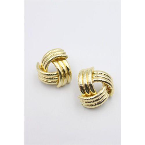 Metal Örgü Küpe - Altın