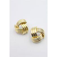 Metal Örgü Küpe - Altın