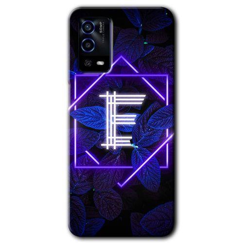 OPPO Oppo A55 Kılıf HD Desen Baskılı Arka Kapak - Dark Neon Yaprak E Harfi