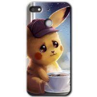 General Mobile GM 8 Go Kılıf HD Desen Baskılı Arka Kapak + Temperli Cam - Üzgün Pikaçu