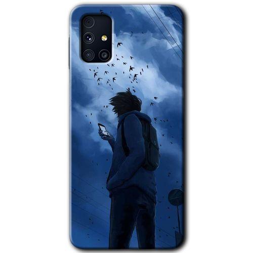 MRCİLETİSİM Samsung Galaxy M31s Kılıf Baskılı Kapak - Sonbahar Yalnızlığı +Tam Ekran Koruyucu