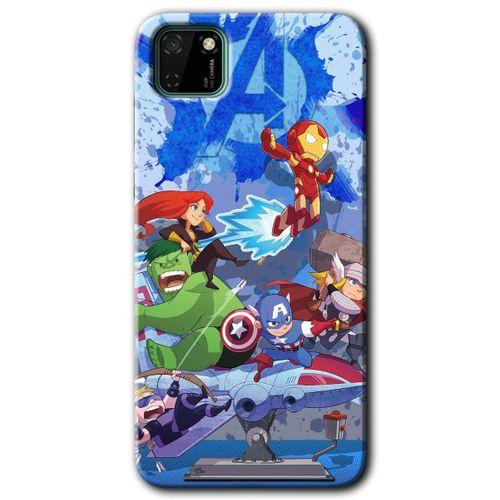 Huawei Y5P Kılıf HD Desen Baskılı Arka Kapak + Temperli Cam - Avengers Cartoon