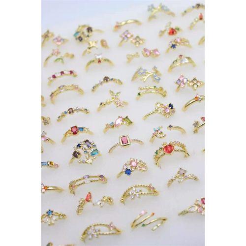 12'li Karışık Prenses Yüzük Seti - Altın