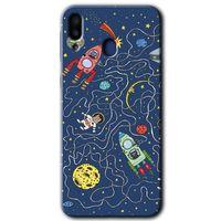 Potkal Hediye Fabrikası Samsung Galaxy M10s Kılıf HD Desen Baskılı Arka Kapak - Kedi Galaksi