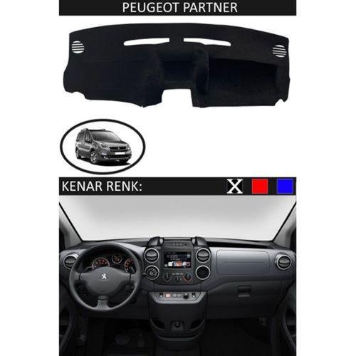 Peugeot Partner İçin Uygun Torpido Koruma Halısı Siyah Kenar Renk Siyah