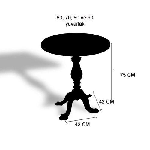 Dockers Çipa 1001 Döküm Ayak Yuvarlak Masa Çap 60cm - (Werzalit, Wermodin ve Allzalit Tabla) - Karacabey Mermer