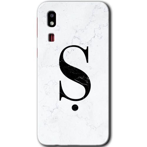 Galaxy A2 Core Kılıf HD Desen Baskılı Arka Kapak - Beyaz Mermer Desenli Ş Harfi + Kırılmaz Cam