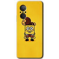 MRCİLETİSİM Huawei Nova 9 SE Kılıf HD Desen Baskılı Arka Kapak+Temperli Cam - Sünger Bob