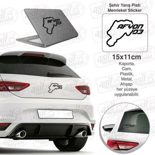 Afyon İli 03 Plaka Kodu Memleket Siyah Yarış Pisti Sticker - Oto Araba Etiket, Aksesuar, Tuning