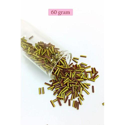 Uzun Boru Kesme Boncuk Çap 2mm Uzunluk 10 mm - 60 Gram - Koyu Kırmızı Sarı - BNC297