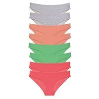 8 Adet Süper Eko Set Likralı Kadın Slip Külot Gri Pudra Yeşil Fuşya