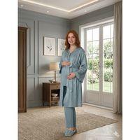 Bone 6201 Kadın Jakar Saten Sabahlıklı Lohusa Pijama Takımı