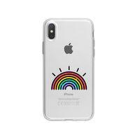 iPhone Xs Gökkuşağı Desenli Premium Şeffaf Silikon Kılıf