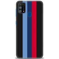 Samsung Galaxy M31 Kılıf HD Baskılı Kılıf - Bordo Çubuk + Tam Ekran Koruyucu