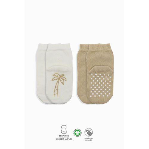 Bistyle Meyve Figürlü Kaymaz Soket Çorap 2'Li BS10105 Bej Ekru