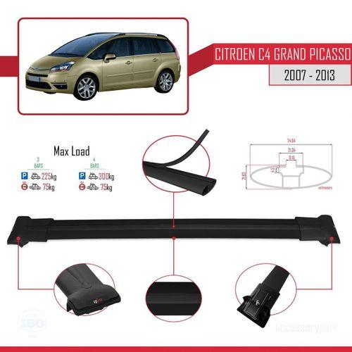Citroen C4 Grand Picasso 2007-2013 Arası ile Uyumlu FLY Model Ara Atkı Tavan Barı SİYAH 3 ADET BAR