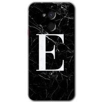 General Mobile GM 8 Kılıf HD Desen Baskılı Arka Kapak - Siyah Mermer Desenli E Harfi