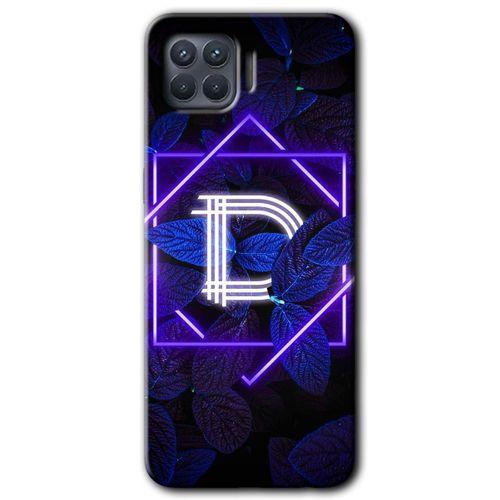 OPPO Oppo Reno 4 Lite Kılıf HD Desen Baskılı Arka Kapak - Dark Neon Yaprak D Harfi