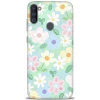 Samsung Galaxy M11 Kılıf HD Baskılı Kılıf - Çiçekk + Tam Ekran Koruyucu