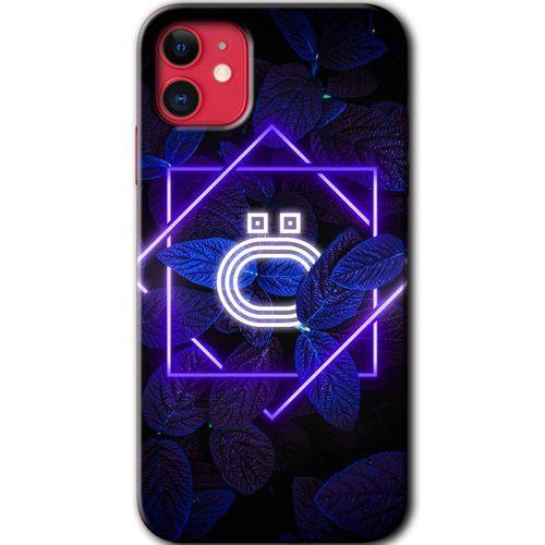 Potkal Hediye Fabrikası iPhone 11 HD Baskılı Kılıf + 9D Tam Ekran Koruyucu - Dark Neon Yaprak Ö Harfi