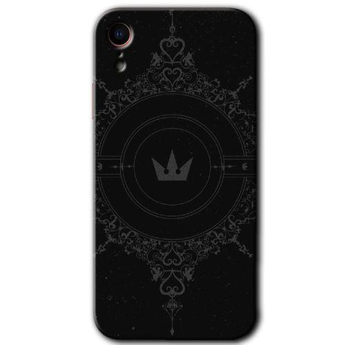 MRCİLETİSİM iPhone XR Kılıf HD Desen Baskılı Arka Kapak + Temperli Cam - Siyah Mandala 1