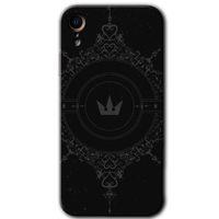 MRCİLETİSİM iPhone XR Kılıf HD Desen Baskılı Arka Kapak + Temperli Cam - Siyah Mandala 1