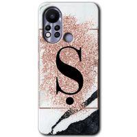 İnfinix Hot 11s Kılıf HD Desen Baskılı Arka Kapak - Pembe Mermer Desenli Ş Harfi