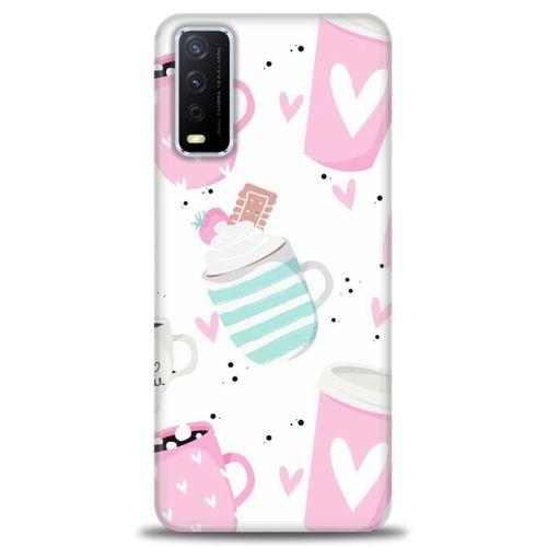 Vivo Y20S Kılıf HD Baskılı Kılıf - Pembe Bardaklar + Tam Ekran Koruyucu