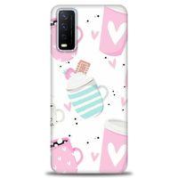 Vivo Y20S Kılıf HD Baskılı Kılıf - Pembe Bardaklar + Tam Ekran Koruyucu