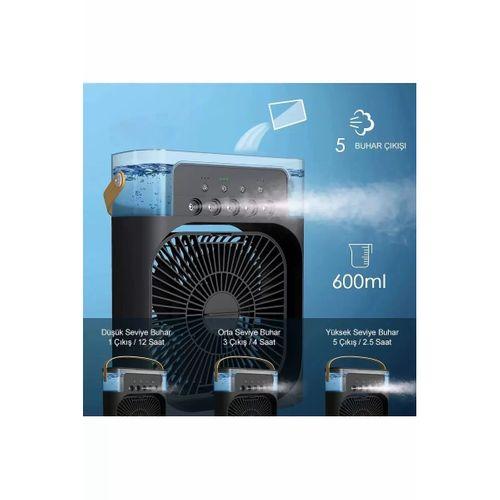 Taşınabilir Işıklı 5 Spreyli Vantilatör Buzlu Buharlı Vantilatör Mini Fan Nemlendirici