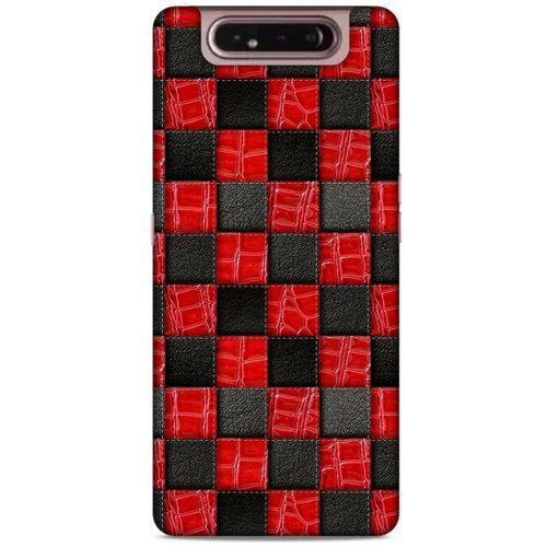 Samsung Galaxy A80 Kılıf Patchwork (47) Crystal Flex Kılıf Siyah Kırmızı