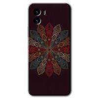 Vivo Y15s Kılıf HD Desen Baskılı Arka Kapak + Temperli Cam - Mandala Flower Wal