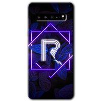 Potkal Hediye Fabrikası Samsung Galaxy S10 Plus Kılıf HD Desen Baskılı Arka Kapak - Dark Neon Yaprak R Harfi