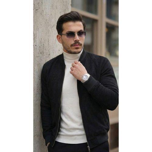 Erkek Scuba Süet Kumaş Bomber Hırka