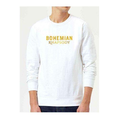 Bohemian Rhapsody Yazı Logo Baskılı Beyaz Erkek Sweatshirt