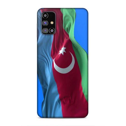 Samsung Galaxy M31s Uyumlu Kılıf Azarbaijan (6) Silikon Kılıf Dalgalanan Bayrak