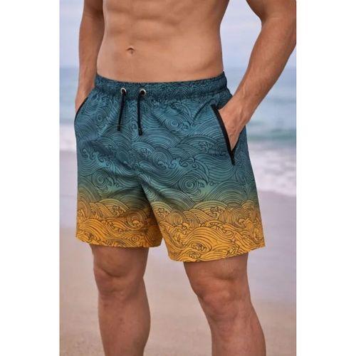 Erkek Deniz Şortu Fermuarlı Cepli File Astarlı Hızlı Kuruyan Premium - Çok Renkli