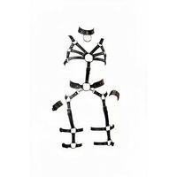 Siyah Harness Takım Deri Halka Detaylı Vücut Seti - Brf1267