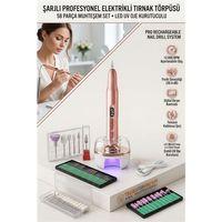 Standlı Şarjlı Profesyonel Tırnak Törpüsü, UV Kurutuculu 59 Parça Manikür Freze Seti 714666