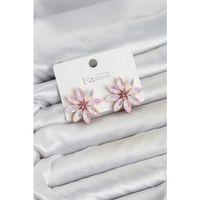 Pembe Renk Kristal Taşlı Lotus Çiçek Model Kadın Küpe