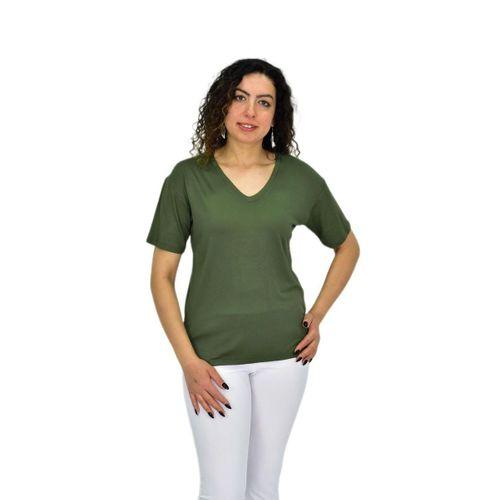 Kadın Yarım Kol V Yaka Likralı Tişöt  BGL-ST04651